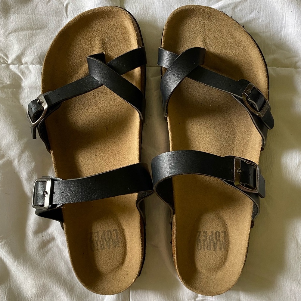 Women’s double buckle sandals by Mario Lopez